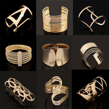 Fashion Vintage Bracelets 2017 Geometric Style Pop Punk Metal Women Unisex Charm Bracelets Bangles