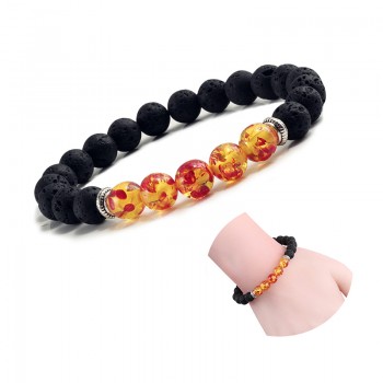 Natural Volcanic Stone Bracelets Charm Women Chakra Balance Beads Men Black Lava Turquoises Strand Bangle Fashion Buddha Jewelry