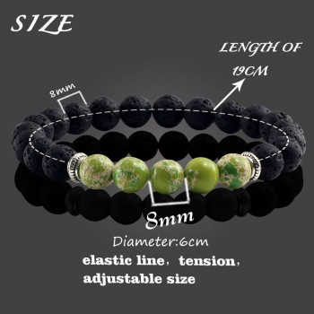 Natural Volcanic Stone Bracelets Charm Women Chakra Balance Beads Men Black Lava Turquoises Strand Bangle Fashion Buddha Jewelry