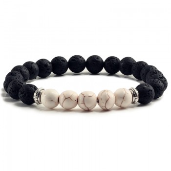Natural Volcanic Stone Bracelets Charm Women Chakra Balance Beads Men Black Lava Turquoises Strand Bangle Fashion Buddha Jewelry