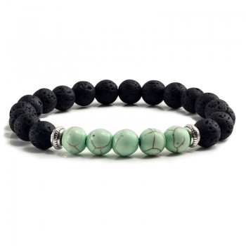 Natural Volcanic Stone Bracelets Charm Women Chakra Balance Beads Men Black Lava Turquoises Strand Bangle Fashion Buddha Jewelry