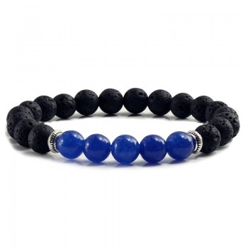 Natural Volcanic Stone Bracelets Charm Women Chakra Balance Beads Men Black Lava Turquoises Strand Bangle Fashion Buddha Jewelry