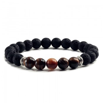 Natural Volcanic Stone Bracelets Charm Women Chakra Balance Beads Men Black Lava Turquoises Strand Bangle Fashion Buddha Jewelry