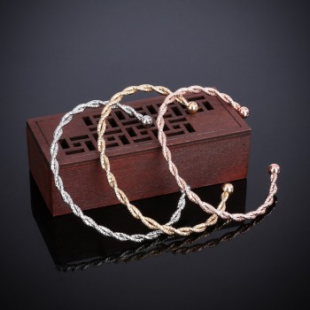 Shellhard Twisted Man Bracelets Bangles Luxury Twisted Open Cuff Bracelet  For Women Femme Wedding Wrist Band Hand Jewelry