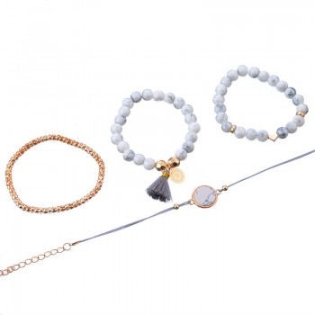 4 Pcs/ Set  Bohemian charm bead Bracelet Women tassel Bangles gold heart Bracelets Sets Jewelry Party Gifts
