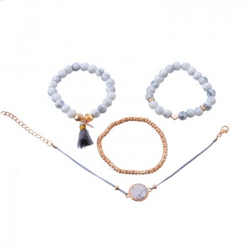 4 Pcs/ Set  Bohemian charm bead Bracelet Women tassel Bangles gold heart Bracelets Sets Jewelry Party Gifts