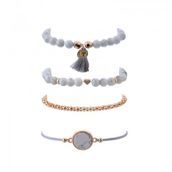 4 Pcs/ Set  Bohemian charm bead Bracelet Women tassel Bangles gold heart Bracelets Sets Jewelry Party Gifts
