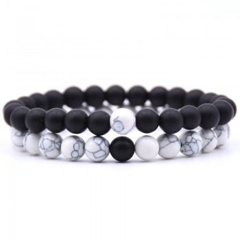 2Pcs/Set Couples Distance Bracelet Classic Natural Stone 18 styles Beaded Bracelets for Men Women Best Friend