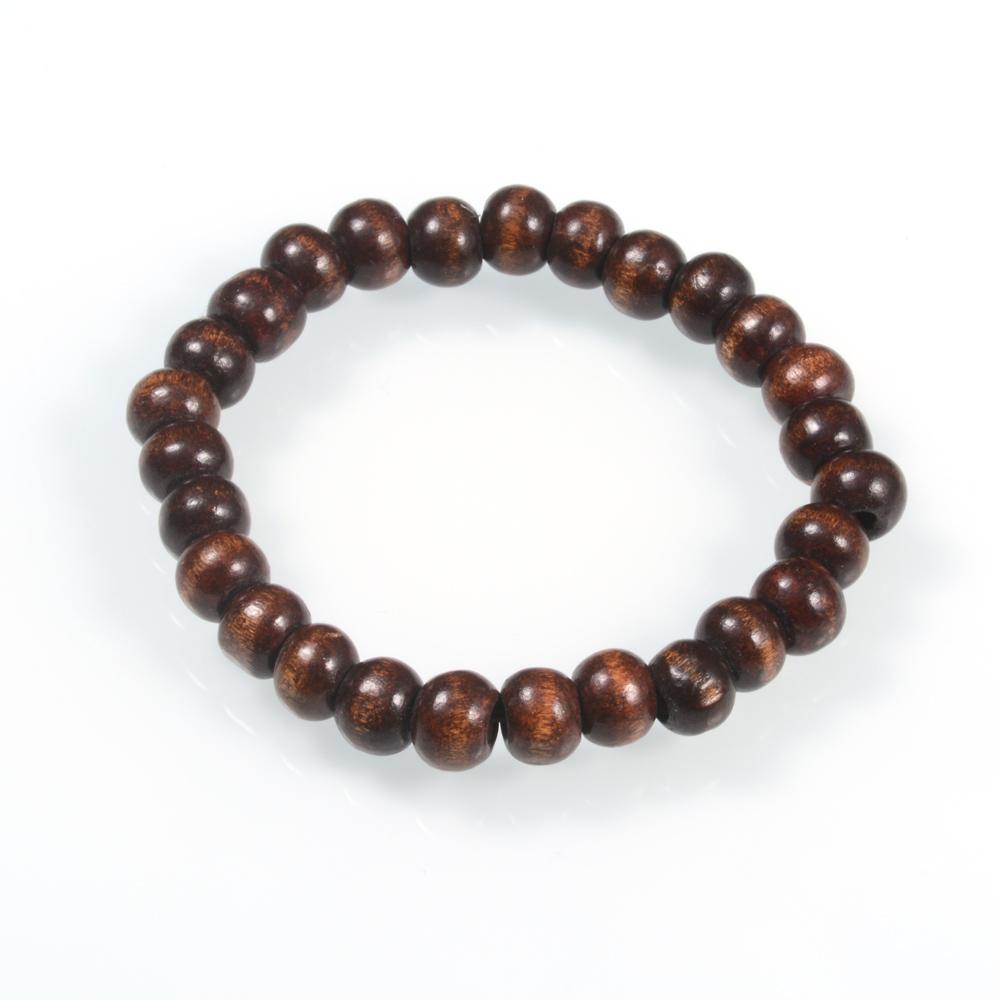 160pcs Wood Beads Strand Stretch Bracelets CoconutBrown about 59mm inner diameter