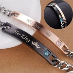 2pc/Set Romantic His Queen Her King Couple Bracelets Stainless Steel Matching Wristband Lovers Bracelet Crown Charm Bracelet