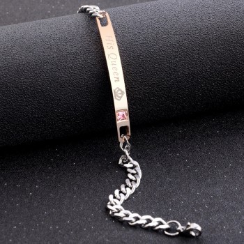 2pc/Set Romantic His Queen Her King Couple Bracelets Stainless Steel Matching Wristband Lovers Bracelet Crown Charm Bracelet