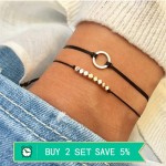 Miss JQ New Fashion Alloy Gold Beads Circle Bracelets Set for Women Handmade Adjustable Bracelets amp; Bangles Jewelry bileklik