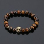 Fashion Jewelry Gold Buddha Leo Lion Head Bracelet Black Lava Stone Beaded Bracelets Pulseras Hombre For Men Women