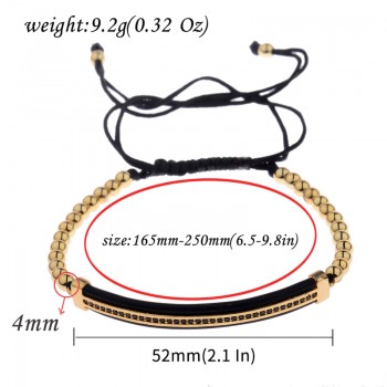Amader 2018 Luxury CZ Black Zircon Long Tubesamp;4MM Copper Beads Macrame Men Braceletsamp;Bangles For Women Jewelry AB1232
