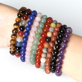 2018 Fashion Natural Stone Bracelets For Women Men 8mm Amethysts Quartzs Lapis Lazuli Round Beaded Stretch Bracelets Bangles