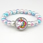 Unicorn Beads Bracelets 18mm Snap Holder Buttons Dome Cabochon Flamingos Charms Trendy Jewelry Girls Women Boy Unisex Gift