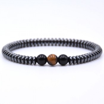 Minimalist Natural Stone Bracelet Men Charm Hematite Beads Bracelet Male Cool Biker Diy Jewelry Accessories Bracelet Homme Joyas