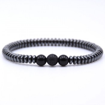 Minimalist Natural Stone Bracelet Men Charm Hematite Beads Bracelet Male Cool Biker Diy Jewelry Accessories Bracelet Homme Joyas