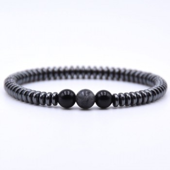 Minimalist Natural Stone Bracelet Men Charm Hematite Beads Bracelet Male Cool Biker Diy Jewelry Accessories Bracelet Homme Joyas