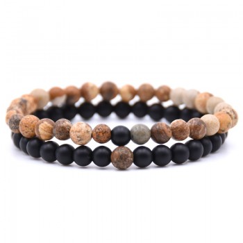 HONEYYIYI 2pcs/set Natural Stone Mixing beads Bracelet men Bracelets amp; Bangles Jewelry men gifts pulseras