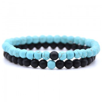 HONEYYIYI 2pcs/set Natural Stone Mixing beads Bracelet men Bracelets amp; Bangles Jewelry men gifts pulseras