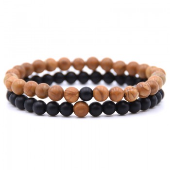 HONEYYIYI 2pcs/set Natural Stone Mixing beads Bracelet men Bracelets amp; Bangles Jewelry men gifts pulseras