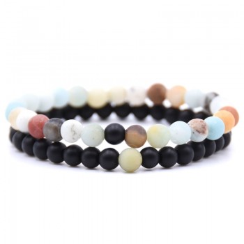 HONEYYIYI 2pcs/set Natural Stone Mixing beads Bracelet men Bracelets amp; Bangles Jewelry men gifts pulseras