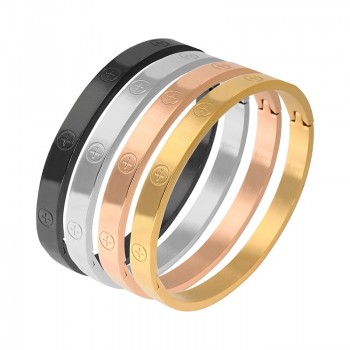Trendy Stainless Steel Luxury Brand Bangle Bracelet With Cross Screw For Woman Man Rose Gold Color Wristband Bangles Gift