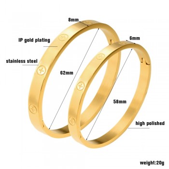 Trendy Stainless Steel Luxury Brand Bangle Bracelet With Cross Screw For Woman Man Rose Gold Color Wristband Bangles Gift
