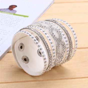 Kejialai New Fashion Multi Rows Crystal Bracelet Women Charm Leather Bracelets Wide Rope Chain Accessories Ethnic KJL020
