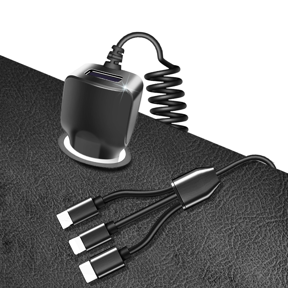 EMIUP USB Mobile Phone Car Charger For IPhone X 7 XS Max Car-Charger Micro USB Type C Charge For Samsung Xiaomi Huawei 3 in 1