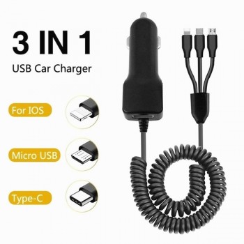 EMIUP USB Mobile Phone Car Charger For IPhone X 7 XS Max Car-Charger Micro USB Type C Charge For Samsung Xiaomi Huawei 3 in 1
