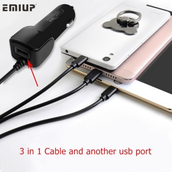 EMIUP USB Mobile Phone Car Charger For IPhone X 7 XS Max Car-Charger Micro USB Type C Charge For Samsung Xiaomi Huawei 3 in 1