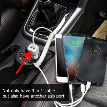 EMIUP USB Mobile Phone Car Charger For IPhone X 7 XS Max Car-Charger Micro USB Type C Charge For Samsung Xiaomi Huawei 3 in 1