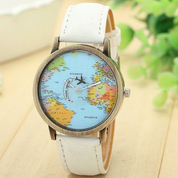 2018 Fashion Global Travel By Plane Map Denim Fabric Band wristwatch Bracelet Women wristwatches Quartz Feminino Bangles Jewelry