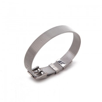 Dropshipping Somsoar Jewelry Silver Stainless Steel Mesh Charms Bracelet Set with Rubber preventer and hot selling DIY Charms
