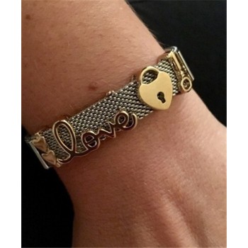 Dropshipping Somsoar Jewelry Silver Stainless Steel Mesh Charms Bracelet Set with Rubber preventer and hot selling DIY Charms