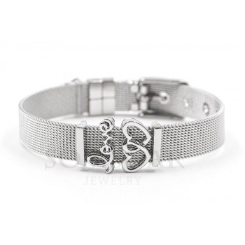 Dropshipping Somsoar Jewelry Silver Stainless Steel Mesh Charms Bracelet Set with Rubber preventer and hot selling DIY Charms