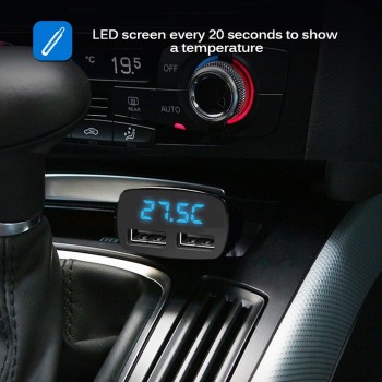 Powstro LED Display Dual USB Car Charger Adapter 5V 3.1A Voltage Current Temperature Monitor Tester Universal For iPhone Android