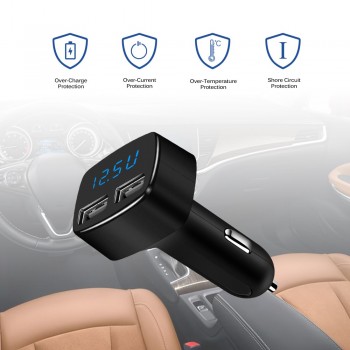 Powstro LED Display Dual USB Car Charger Adapter 5V 3.1A Voltage Current Temperature Monitor Tester Universal For iPhone Android