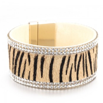 Amorcome Leopard Leather Bracelets For Women Fashion Bracelets amp; Bangles Faux Animal Fur Wide Wrap Bracelet Female Jewelry