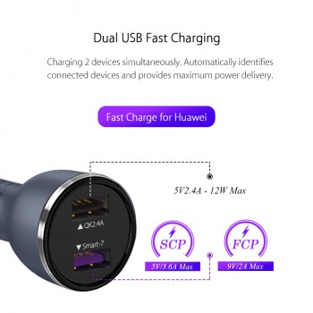 Car Charger for huawei SuperCharge Dual USB Quick Charger Adapter huawei P20 pro Mate 9 10 Pro P10 Plus Honor V9 v10 10 note 10