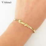 V Attract Personalized Hand Link BFF Jewelry Kpop Custom Name Bracelets Bangles Women Men Bijoux Femme Gold Erkek Bileklik 2018