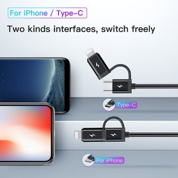 Baseus 2in 1 Car Charger For Mobile Phone Travel Adapteramp; USB Type C Spring Charging Cable for iPhone Samsung Car Phone Charger