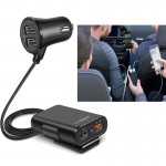 Powstro Expand Back Seat Car Charger 52W QC3.0 +2.4A+3.1A 4 USB Car phone Charger for iPhone8 X XS XR  iPad  Samsung S8 S9xiaomi