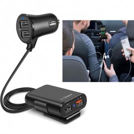 Powstro Expand Back Seat Car Charger 52W QC3.0 +2.4A+3.1A 4 USB Car phone Charger for iPhone8 X XS XR  iPad  Samsung S8 S9xiaomi