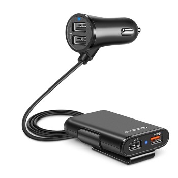 Powstro Expand Back Seat Car Charger 52W QC3.0 +2.4A+3.1A 4 USB Car phone Charger for iPhone8 X XS XR  iPad  Samsung S8 S9xiaomi