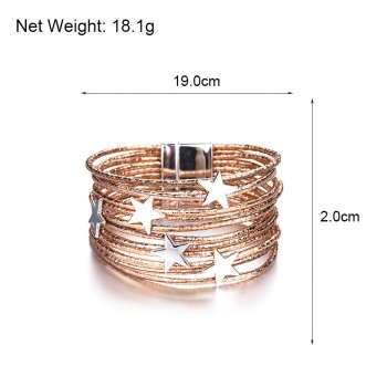 Amorcome Leather Bracelets for Women Trendy Pentagram Charm Bracelets amp; Bangles Boho Mulitlayer Wide Wrap Bracelet Femme Jewelry