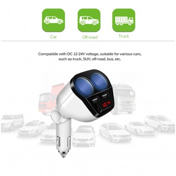5V 3.4A Dual USB Car Charger 120W Cigarette Lighter Socket Power Adapter for Samsung Galaxy s8 iPhone 7 8 X Phone Charger