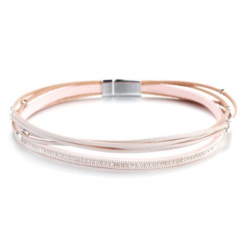 ALLYES Pink Color Leather Bracelets For Women 2018 Fashion Leaf Charm Crystal Boho Multi Layer Wrap Bracelet Femme Jewelry
